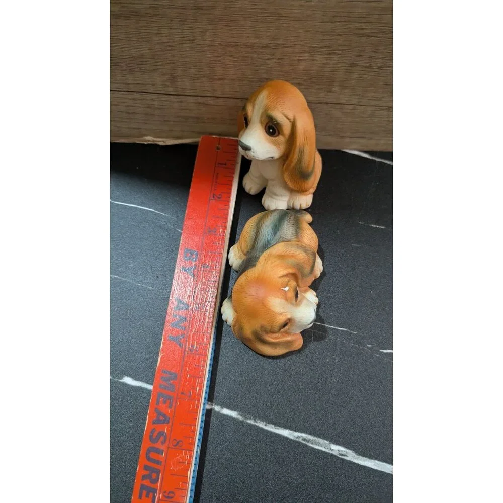 Vintage‎ Homco Basset Hound Figurines Set Of 3 Hand-Painted Ceramic Collectibles